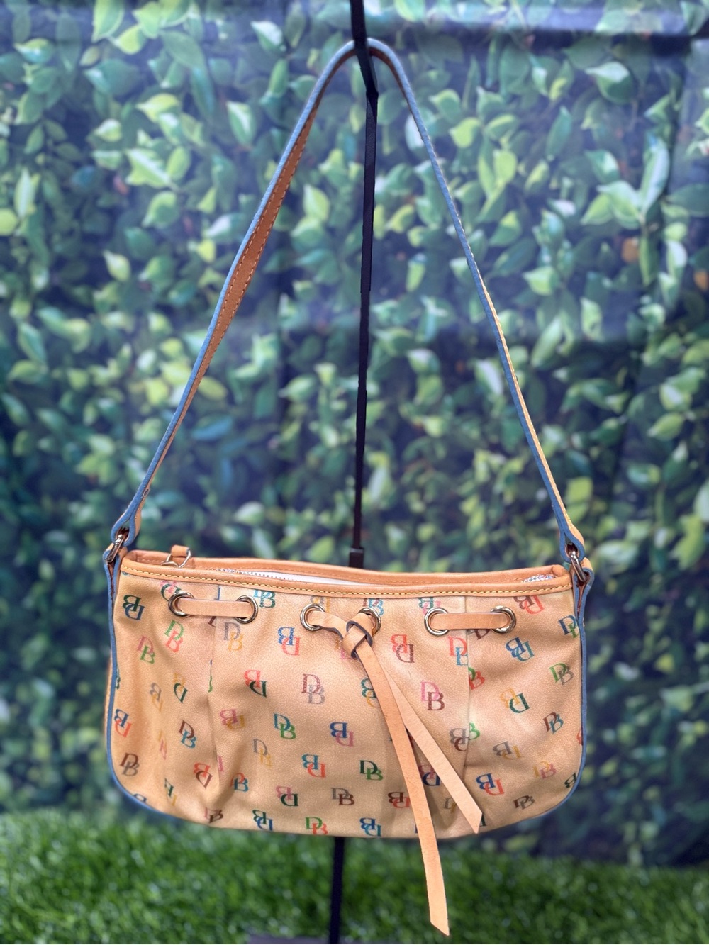 Dooney & Bourke Y2K Vintage IT Bag Yellow DB Rainbow Monogram Vachetta Leather